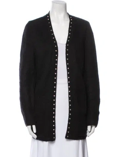 Pre-owned Saint Laurent Kid Mohair V-neck Sweater In Black