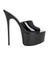 Saint Laurent 110mm Kika Patent Leather Platform Mules In Black