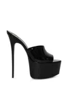 Saint Laurent 110mm Kika Patent Leather Platform Mules In Black