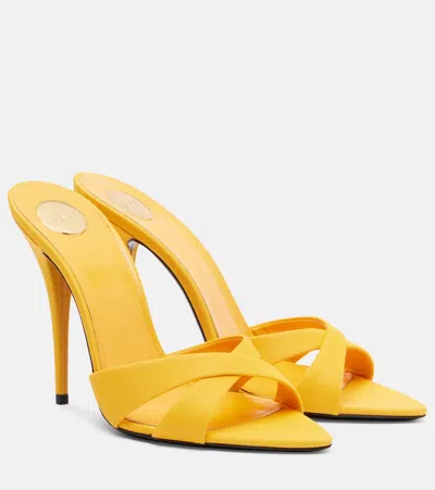 Saint Laurent Kirat 110 Crepe Satin Mules In Yellow