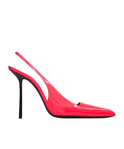 Saint Laurent Kiss 105 Slingback Pumps In Red