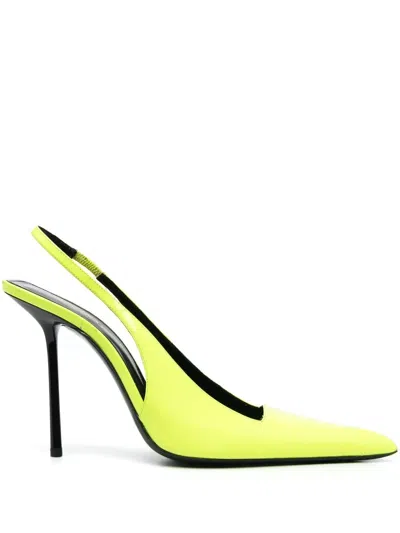 Saint Laurent Kiss 105 Leather Slingback Pump In Yellow