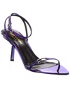 Saint Laurent Sleek Mirror Ankle-strap Kitty Sandals In Purple