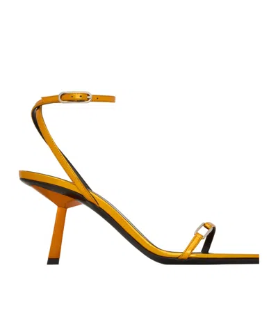 SAINT LAURENT KITTY SANDALS IN METALLIC LEATHER