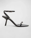 SAINT LAURENT KITTY LEATHER ANKLE-STRAP SANDALS