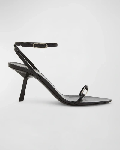 Saint Laurent Kitty Leather Ankle-strap Sandals In Black