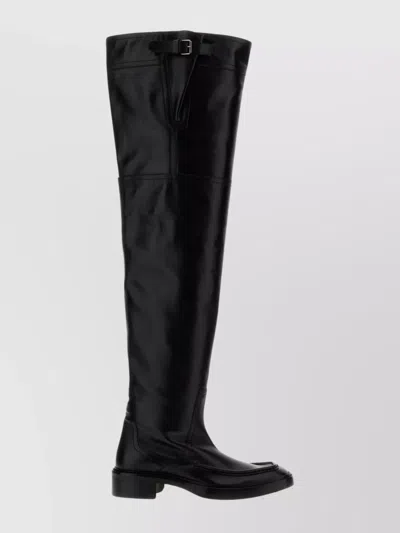 Saint Laurent Knee High Block Heel Joe Boots In Black