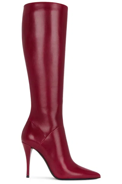Saint Laurent Knee High Boot In Cardinal Red