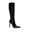 Saint Laurent Nina Patent Buckle Stiletto Knee Boots In Black