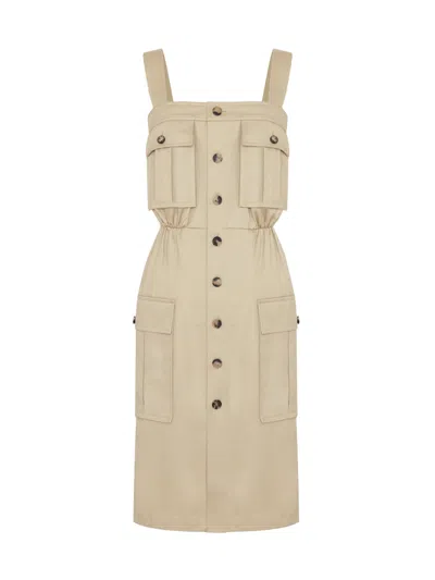 SAINT LAURENT KNEE-LENGHT SAHARIENNE DRESS IN COTTON GABARDINE