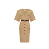 Saint Laurent Saharienne Dress In Beige
