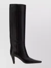Saint Laurent Knee Length Stiletto Heel Pointed Toe Boots In Black