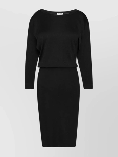 Saint Laurent Knit Backless Dress With Boat Neckline In Black