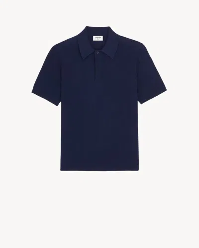 Saint Laurent Knit Collar Polo In Navy