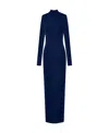 Saint Laurent Knit Long-sleeve Maxi Dress In Blue