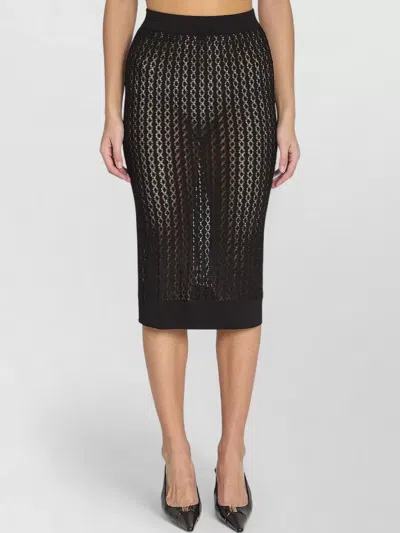 Saint Laurent Knit Midi Pencil Skirt High Waist In Black