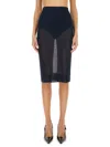 Saint Laurent Knit Pencil Skirt In Blue