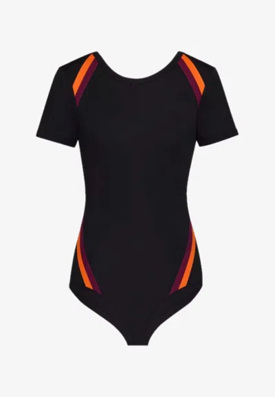 Saint Laurent Short-sleeve Knitted Bodysuit In Black