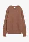 Saint Laurent Cozy Knit Pullover Crew Neck In Brown