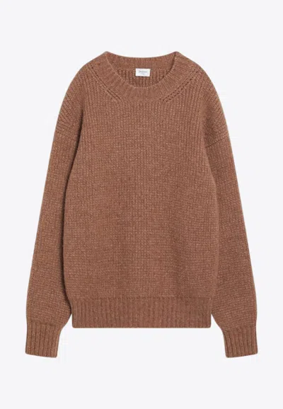 Saint Laurent Knitted Alpaca Sweater In Brown