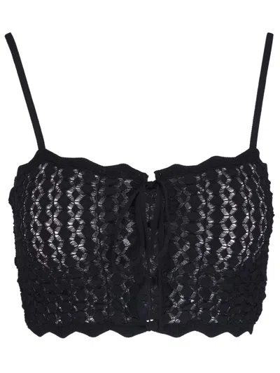 Saint Laurent Knitted Crop Top In Black