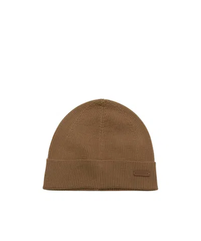 Saint Laurent Knitted Hat In Brown