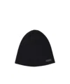 Saint Laurent Black Beanie With Logo Patch In Cashmere Man In Black