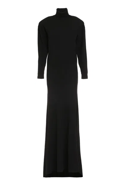 Saint Laurent Knitted Long Dress In Black