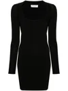 Saint Laurent Plunging Round Neck Long-sleeved Dress