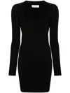 Saint Laurent Plunging Round Neck Long-sleeved Dress