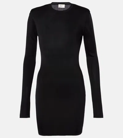 Saint Laurent Knitted Minidress In Noir