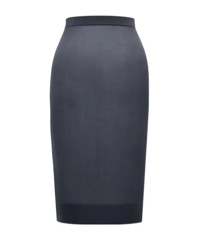 Saint Laurent Knitted Pencil Midi Skirt In Black
