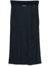 Saint Laurent Knitted Pencil Midi Skirt In Blue