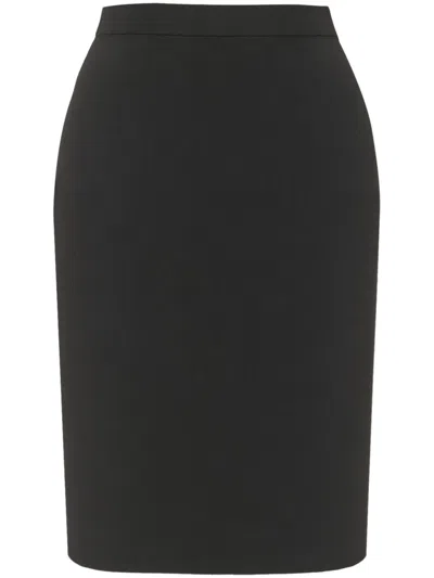 Saint Laurent Satin Cassandre Midi Skirt In Black