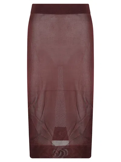 Saint Laurent Knitted Pencil Skirt In Prune