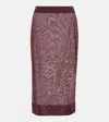 Saint Laurent Knitted Pencil Skirt In Rot