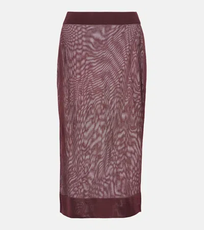 Saint Laurent Knitted Pencil Skirt In Rot