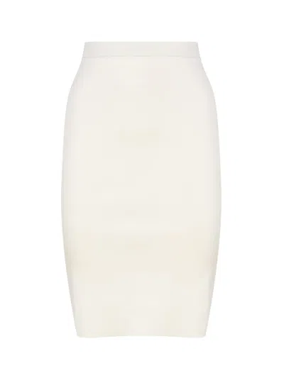 Saint Laurent Knitted Pencil Skirt In White