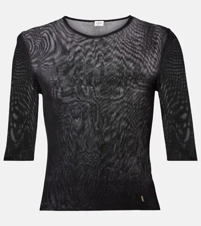 Saint Laurent Knitted Top In Black