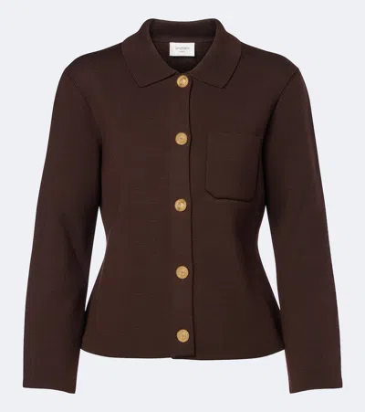 Saint Laurent Knitted Wool Cardigan In Brown