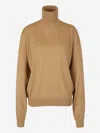 Saint Laurent High-neck Wool Jumper In Brown