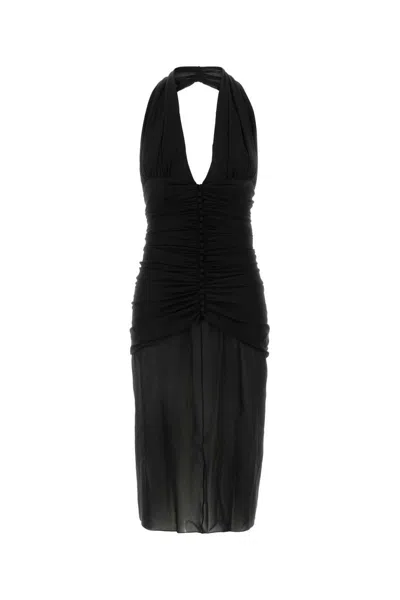 Saint Laurent Abito In Crepe Nero Donna In Black