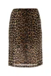 Saint Laurent Animal Print Mini Skirt With Elastic Waistband In Brown