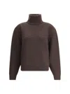 Saint Laurent Chunky Wool Knit Pullover In Brown