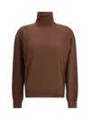 Saint Laurent Long-sleeves Turtleneck Sweater In Brown