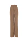 Saint Laurent Silk Crepe High-waisted Tailored Pants In Brown