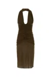 Saint Laurent Silk Crepe Midi Dress In Green