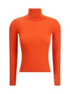 Saint Laurent Ribbed-knit Turtleneck Sweater In Orange