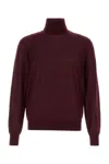 Saint Laurent Wool Turtleneck Sweater Long Sleeves In Purple