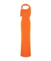 Saint Laurent Jersey Halterneck Dress In Orange